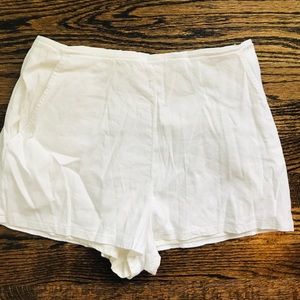White linen shorts